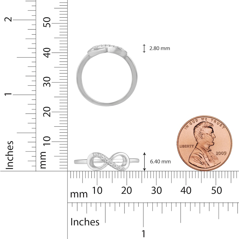 Main Image 6 of Diamond Infinity Symbol Ring 1/5 ct tw Sterling Silver