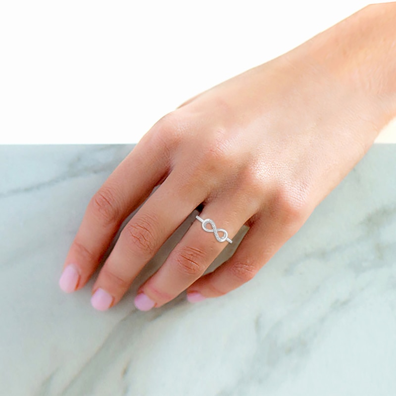 Main Image 7 of Diamond Infinity Symbol Ring 1/5 ct tw Sterling Silver
