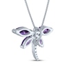 Thumbnail Image 3 of Marquise-Cut Amethyst & White Lab-Created Sapphire Dragonfly Necklace Sterling Silver 18"