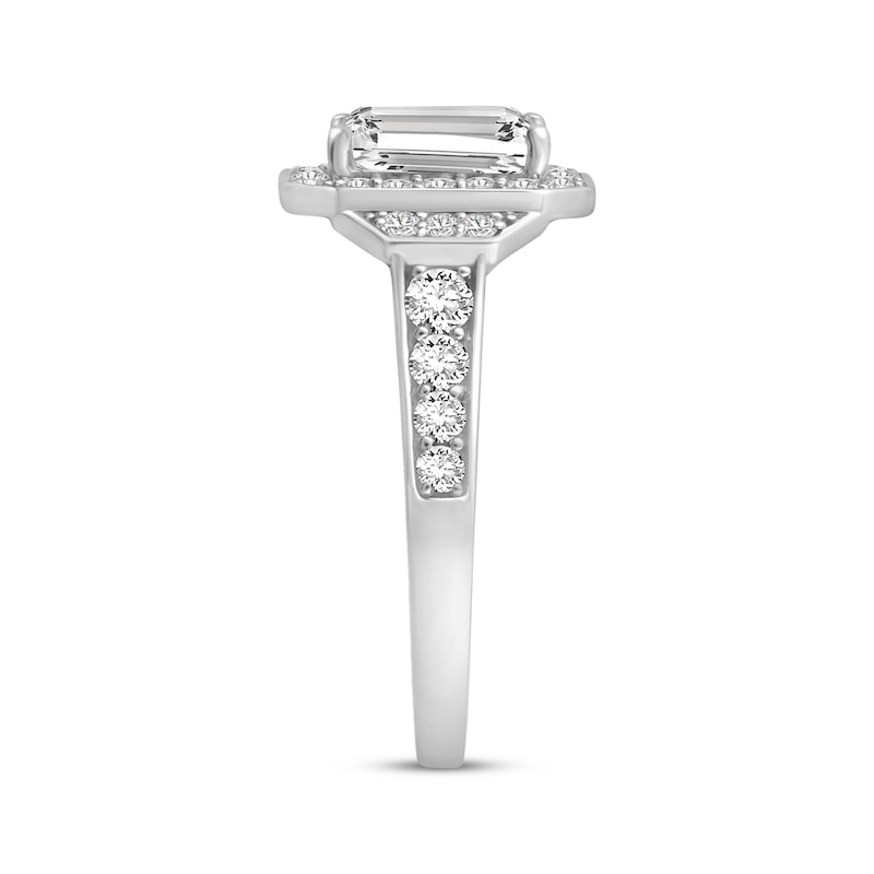 Main Image 2 of Adore Emerald-Cut Lab-Grown Diamond Halo Engagement Ring 2-3/4 ct tw 14K White Gold