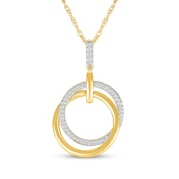 Diamond Interlocking Circles Necklace 1/6 ct tw 10K Yellow Gold 18"