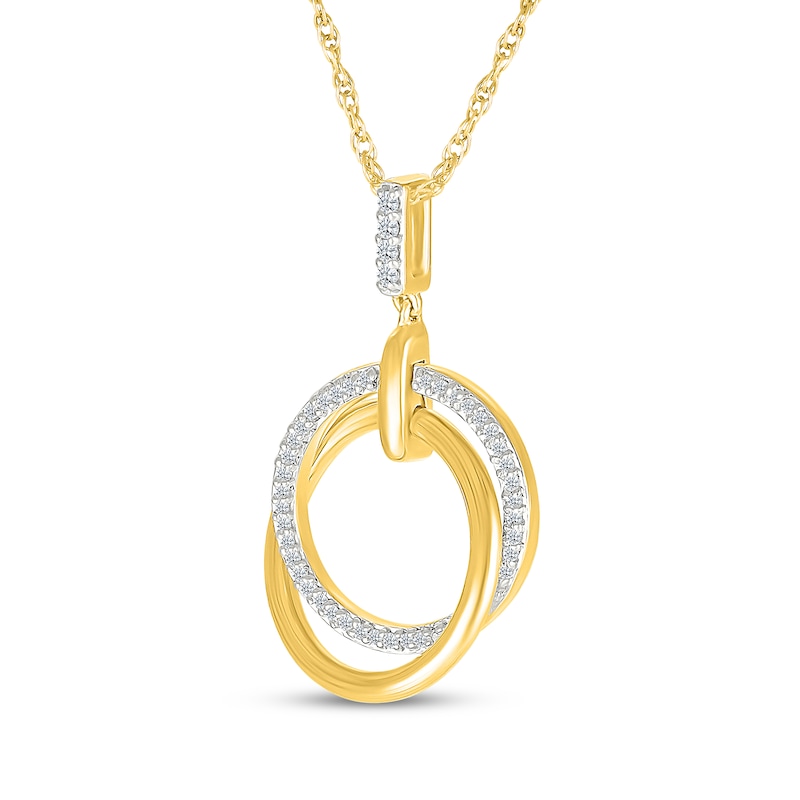 Main Image 2 of Diamond Interlocking Circles Necklace 1/6 ct tw 10K Yellow Gold 18"