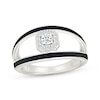 Thumbnail Image 1 of Diamond Octagon Halo & Black Enamel Split Fashion Ring 1/5 ct tw Sterling Silver