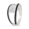 Thumbnail Image 2 of Diamond Octagon Halo & Black Enamel Split Fashion Ring 1/5 ct tw Sterling Silver