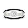Thumbnail Image 4 of Diamond Octagon Halo & Black Enamel Split Fashion Ring 1/5 ct tw Sterling Silver