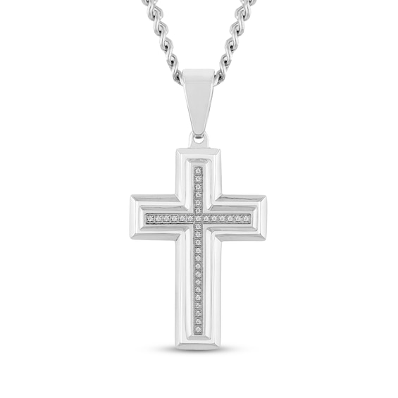 Men's Diamond Cross Necklace 1/10 ct tw Stainless Steel 24"