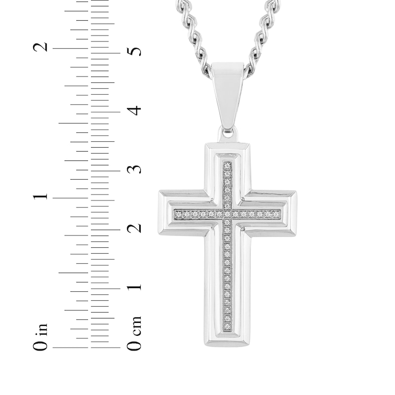 Main Image 4 of Men's Diamond Cross Necklace 1/10 ct tw Stainless Steel 24"