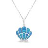 Thumbnail Image 1 of Blue-Green Lab-Created Opal & White Lab-Created Sapphire Shell Necklace Sterling Silver 18"