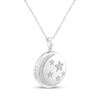 Thumbnail Image 2 of Diamond Crescent Moon & Stars Locket Necklace 1/8 ct tw Sterling Silver 18"
