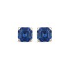 Thumbnail Image 2 of Men's Square Emerald-Cut Blue Lab-Created Sapphire Solitaire Stud Earrings 10K Yellow Gold
