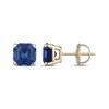 Thumbnail Image 3 of Men's Square Emerald-Cut Blue Lab-Created Sapphire Solitaire Stud Earrings 10K Yellow Gold