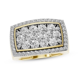 Men's Lab-Grown Diamond Cushion Halo Ring 2-1/2 ct tw 24K Yellow Gold Vermeil Sterling Silver