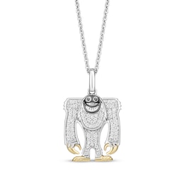 Disney Treasures Monsters, Inc. "Yeti the Abominable Snowman" Diamond Necklace 1/6 ct tw Sterling Silver & 10K Yellow Gold 19"
