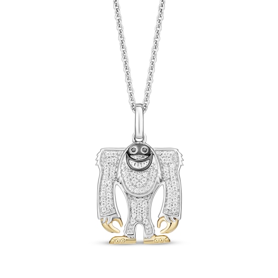 Disney Treasures Monsters, Inc. "Yeti the Abominable Snowman" Diamond Necklace 1/6 ct tw Sterling Silver & 10K Yellow Gold 19"