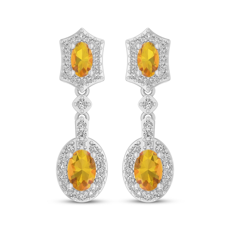 Main Image 2 of Citrine & White Lab-Created Sapphire Drop Earrings Sterling Silver
