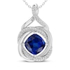 Thumbnail Image 1 of Cushion-Cut Blue Lab-Created Sapphire & Diamond Accent Swirl Frame Necklace Sterling Silver 18"