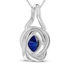 Thumbnail Image 3 of Cushion-Cut Blue Lab-Created Sapphire & Diamond Accent Swirl Frame Necklace Sterling Silver 18"