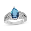 Thumbnail Image 1 of Pear-Shaped Swiss Blue Topaz & White Lab-Created Sapphire Ring Sterling Silver
