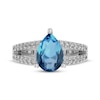 Thumbnail Image 3 of Pear-Shaped Swiss Blue Topaz & White Lab-Created Sapphire Ring Sterling Silver