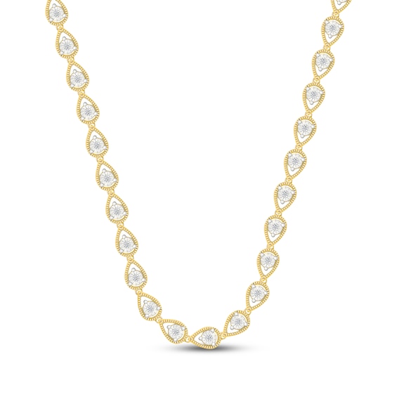 KAY Lab-Grown Diamonds Teardrop Link Necklace 3/4 ct tw 24K Yellow Gold Vermeil Sterling Silver 18"