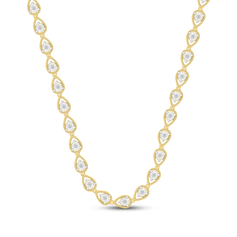 Main Image 1 of KAY Lab-Grown Diamonds Teardrop Link Necklace 3/4 ct tw 24K Yellow Gold Vermeil Sterling Silver 18"