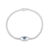 Thumbnail Image 1 of Blue & White Lab-Created Sapphire Evil Eye Bracelet Sterling Silver 7.25"