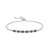 Thumbnail Image 1 of Oval-Cut Blue & Round-Cut White Lab-Created Sapphire Bolo Bracelet Sterling Silver 9"