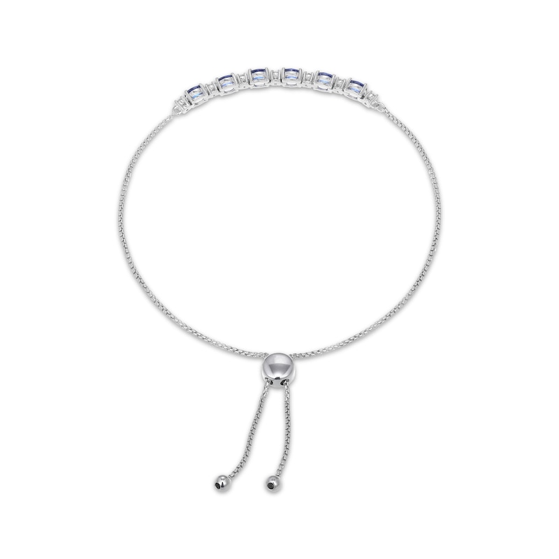 Main Image 2 of Oval-Cut Blue & Round-Cut White Lab-Created Sapphire Bolo Bracelet Sterling Silver 9"