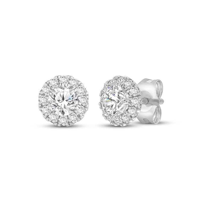 Main Image 1 of KAY Lab-Grown Diamonds Halo Stud Earrings 1-1/2 ct tw 10K White Gold