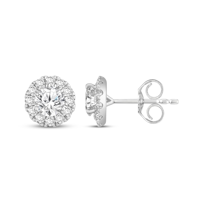 Main Image 3 of KAY Lab-Grown Diamonds Halo Stud Earrings 1-1/2 ct tw 10K White Gold