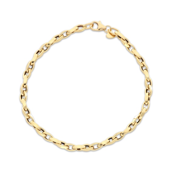 Twist Link Bracelet Hollow 18K Yellow Gold 7.5"