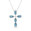 Thumbnail Image 1 of Pear-Shaped London Blue Topaz & Diamond Cross Necklace 1/15 ct tw Sterling Silver 18"