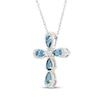 Thumbnail Image 2 of Pear-Shaped London Blue Topaz & Diamond Cross Necklace 1/15 ct tw Sterling Silver 18"