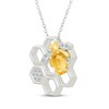 Thumbnail Image 2 of Oval-Cut Citrine & White Lab-Created Sapphire Honeybee Necklace Sterling Silver & 10K Yellow Gold 18"