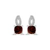 Thumbnail Image 2 of Cushion-Cut Garnet & White Lab-Created Sapphire Drop Earrings Sterling Silver