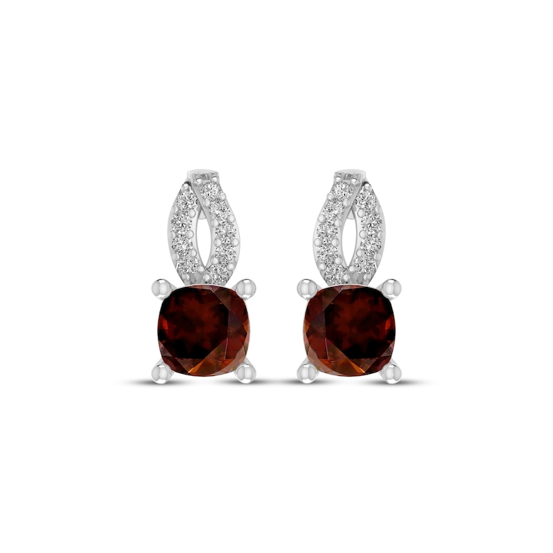 Main Image 2 of Cushion-Cut Garnet & White Lab-Created Sapphire Drop Earrings Sterling Silver