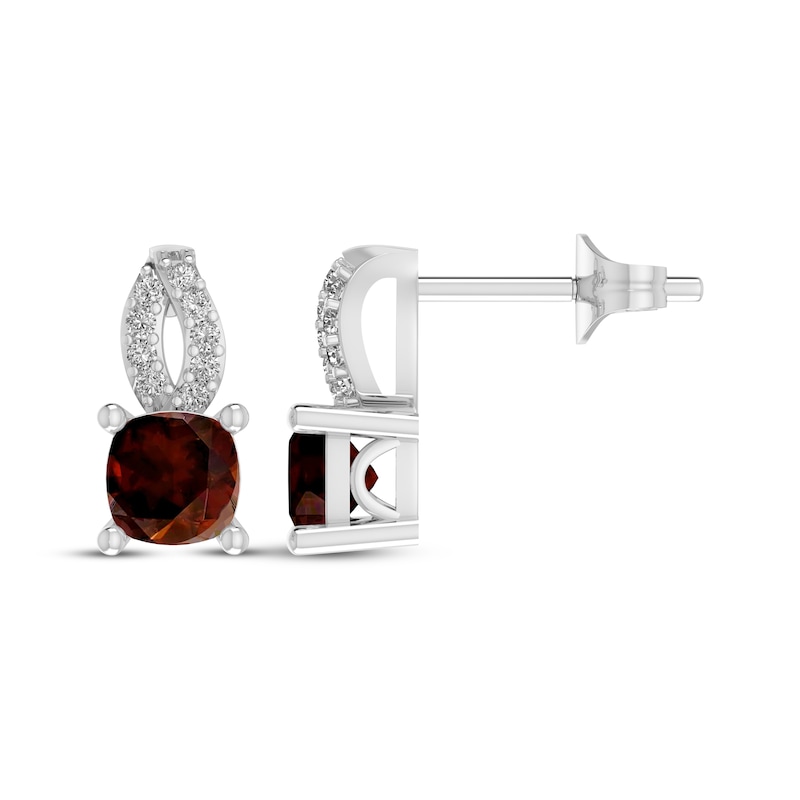 Main Image 3 of Cushion-Cut Garnet & White Lab-Created Sapphire Drop Earrings Sterling Silver