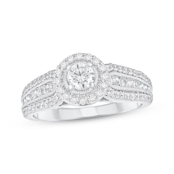 Adore Round-Cut Diamond Halo Engagement Ring 7/8 ct tw 10K White Gold