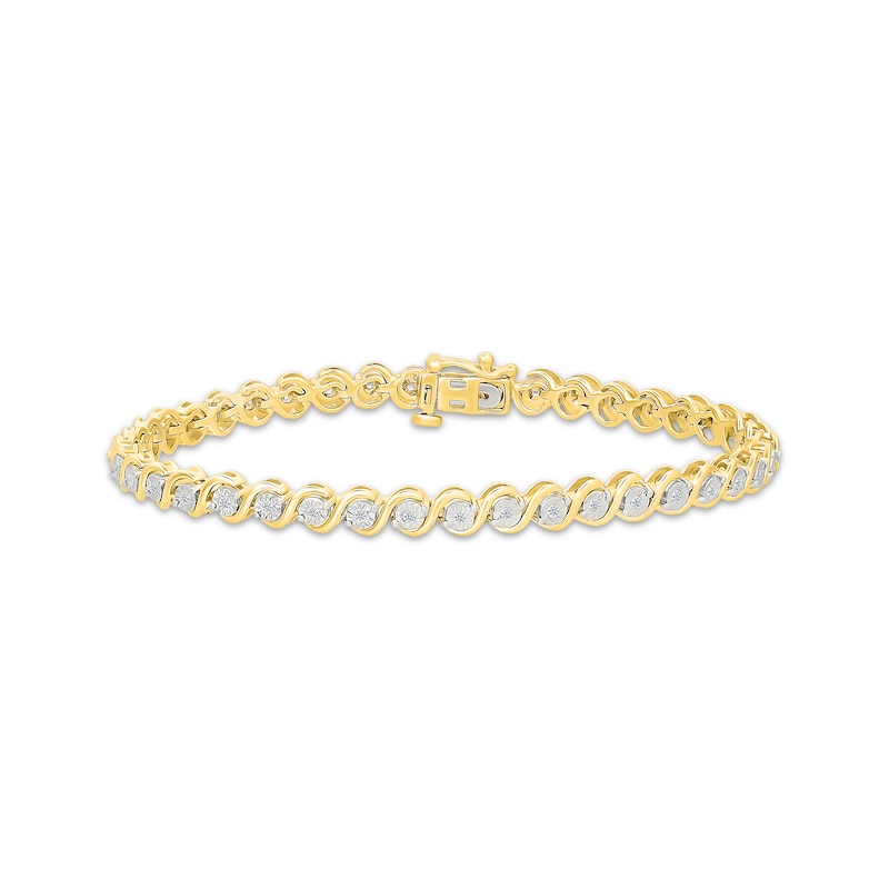 Main Image 1 of KAY Lab-Grown Diamonds Swirl Link Bracelet 1/4 ct tw 24K Yellow Gold Vermeil Sterling Silver 7.25"