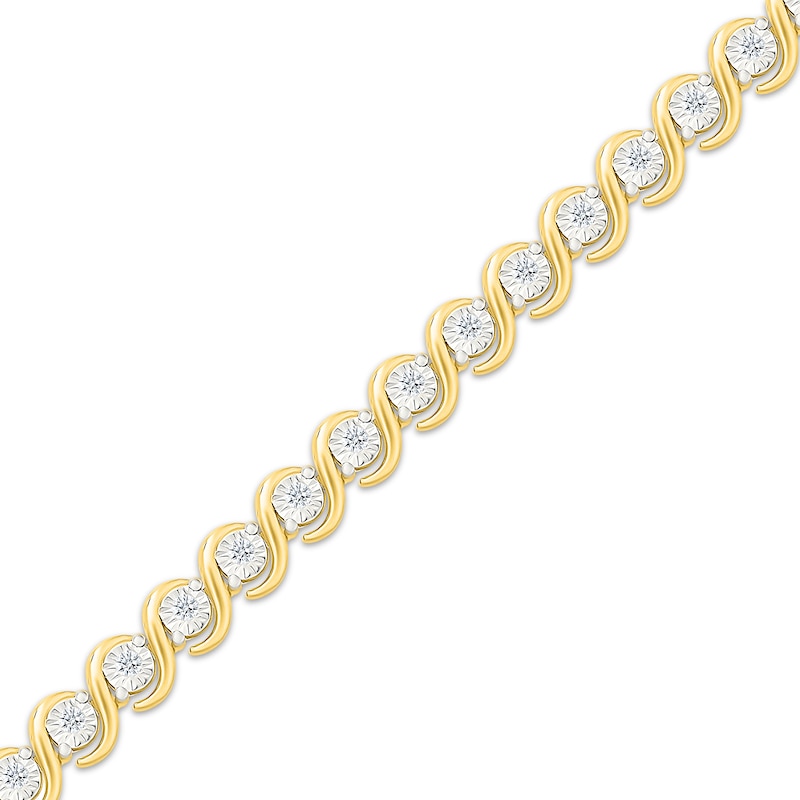 Main Image 2 of KAY Lab-Grown Diamonds Swirl Link Bracelet 1/4 ct tw 24K Yellow Gold Vermeil Sterling Silver 7.25"