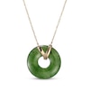 Thumbnail Image 2 of Nephrite Jade & Diamond Donut Necklace 1/15 ct tw 14K Yellow Gold 18"