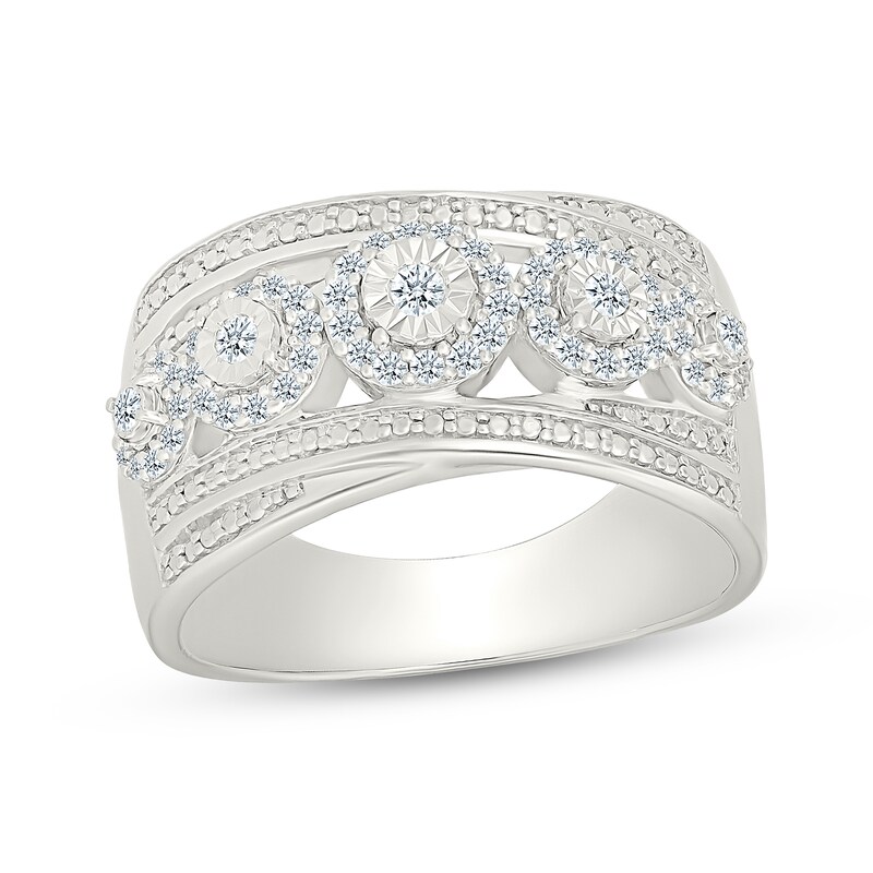 Main Image 1 of Diamond Halo Cluster Ring 1/4 ct tw Sterling Silver