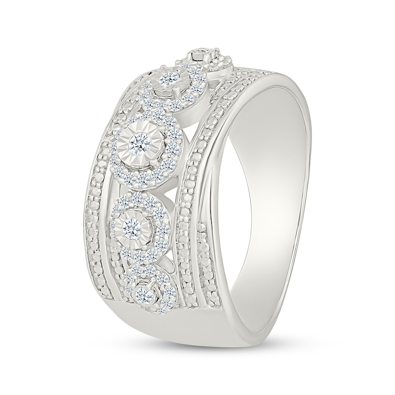 Main Image 2 of Diamond Halo Cluster Ring 1/4 ct tw Sterling Silver