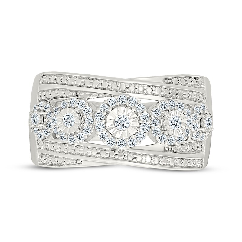 Main Image 4 of Diamond Halo Cluster Ring 1/4 ct tw Sterling Silver