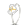 Thumbnail Image 2 of Diamond Heart & Cross Fashion Ring 1/8 Sterling Silver & 10K Yellow Gold
