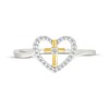 Thumbnail Image 4 of Diamond Heart & Cross Fashion Ring 1/8 Sterling Silver & 10K Yellow Gold