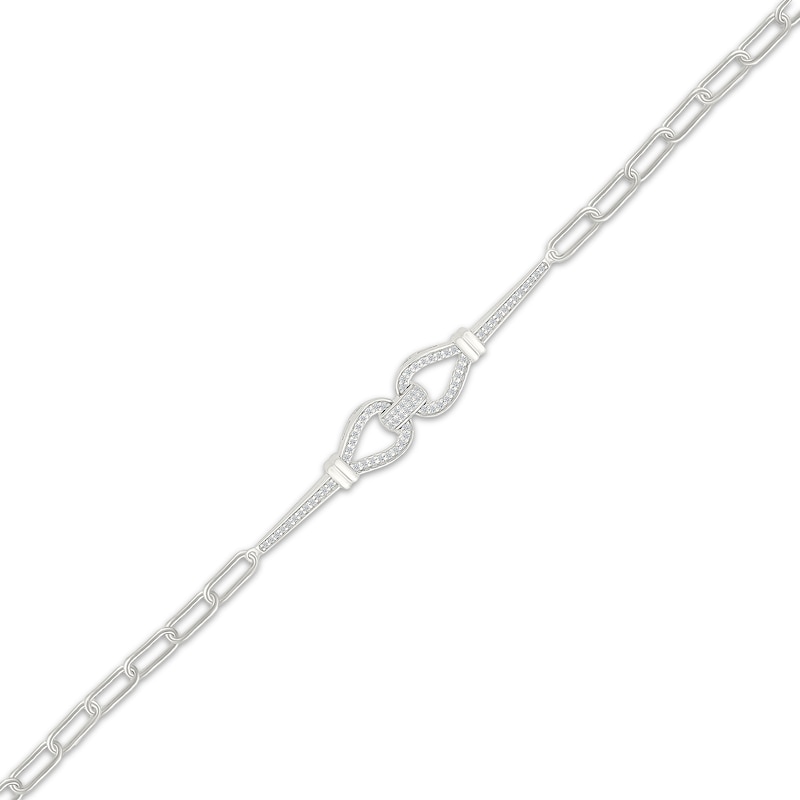 Main Image 2 of Diamond Interlocking Teardrop Paperclip Chain Bracelet 1/4 ct tw Sterling Silver 7.5"