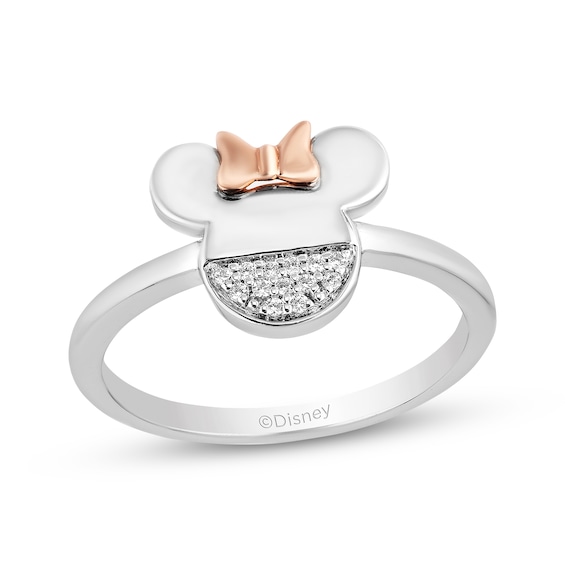 Disney Treasures Minnie Mouse Diamond Ring 1/20 ct tw Sterling Silver & 14K Rose Gold Plating