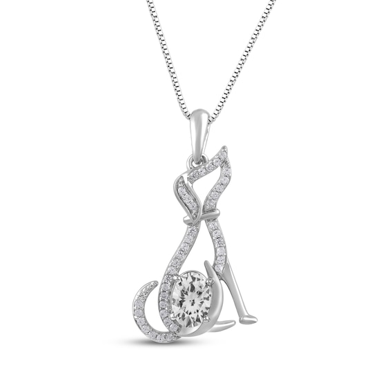 Oval-Cut White Lab-Created Sapphire Dog Necklace Sterling Silver 18"
