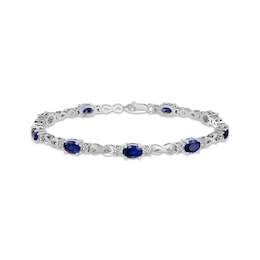 Oval-Cut Blue & White Lab-Created Sapphire Infinity Link Bracelet Sterling Silver 7.25"